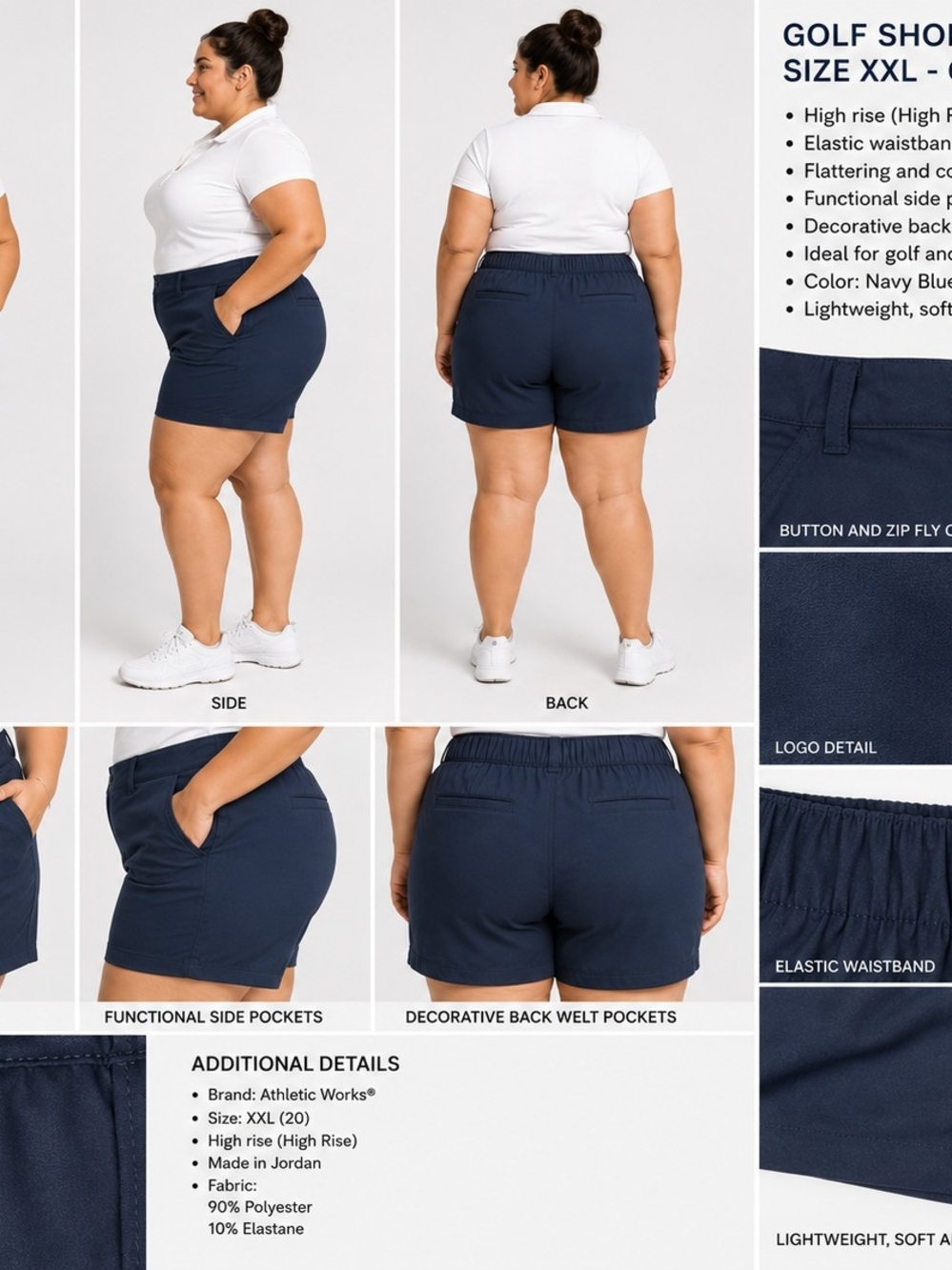 Athletic Works Navy High-Rise Women's Athletic Shorts Size XXL